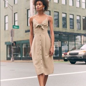 EXPRESS linen button front midi dress